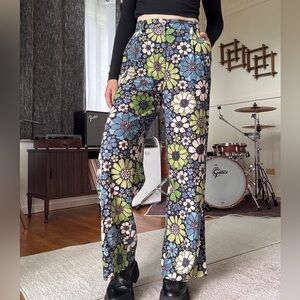 Princess Highway Blue and Green Floral Flare Pants